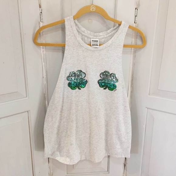 PINK Victoria's Secret Sequin Shamrock Tank - Picture 3 of 15